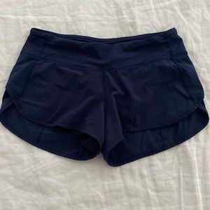 Lululemon Speed Up Low Rise Shorts. Size 4. Navy blue color.